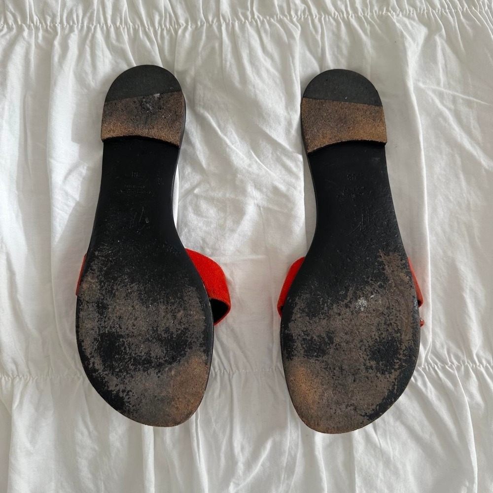 Giuseppe Zanotti Embellished Red and Black Suede Rhinestone Sandals - Picture 5 of 5